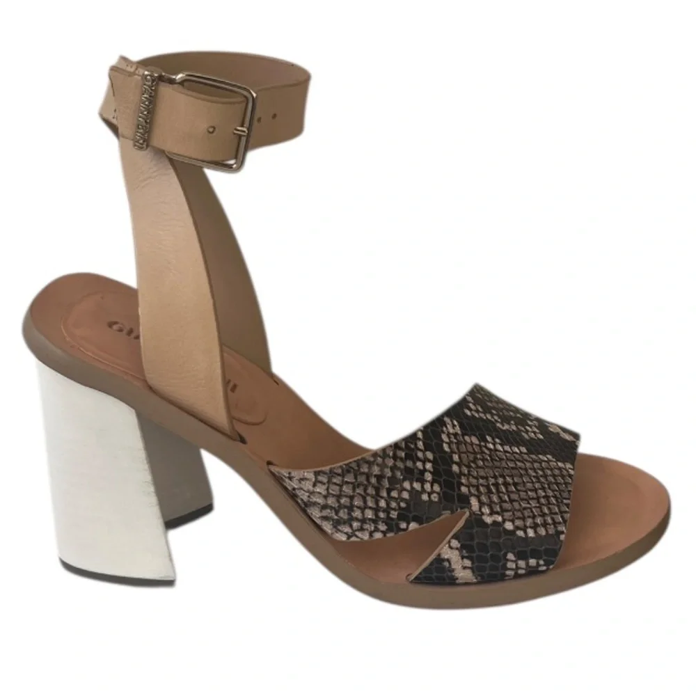 Gianni Bini Marilane Block Heel Snake Skin Print Sandals- Size 5.5M - Picture 2 of 6